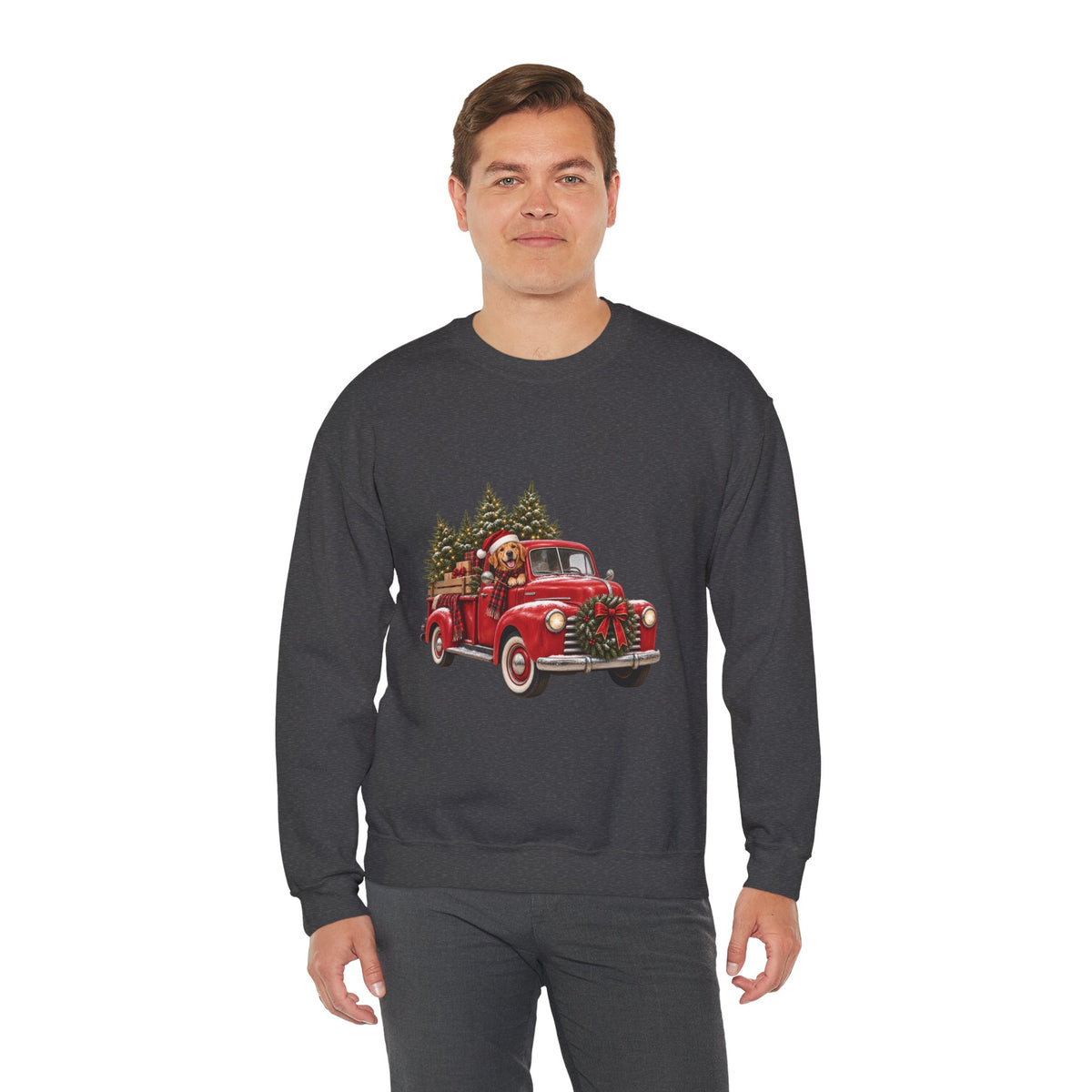 Vintage Red Truck Christmas Sweatshirt, Unisex Sweatshirt