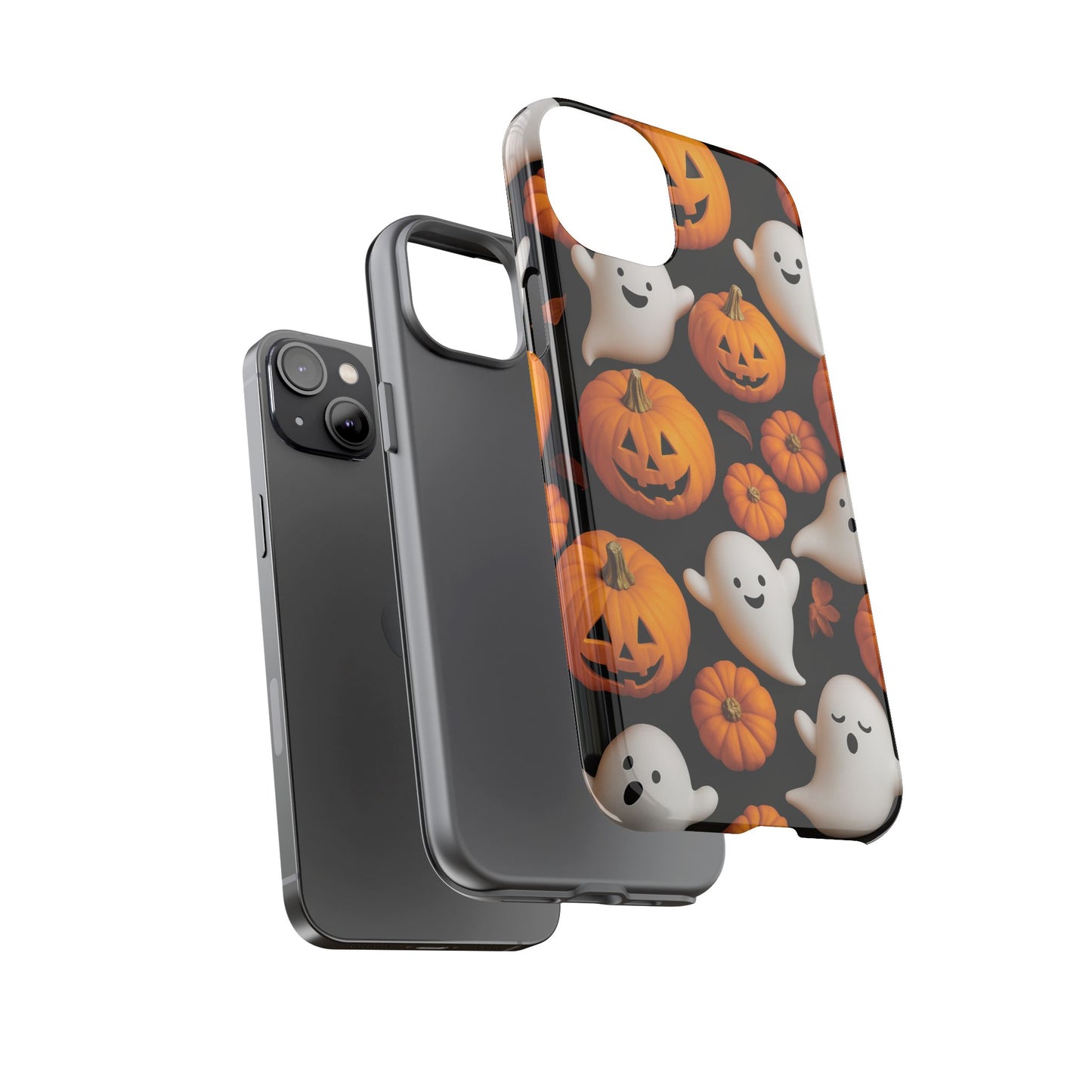 Halloween Phone Case, Spooky Ghosts and Pumpkins Design