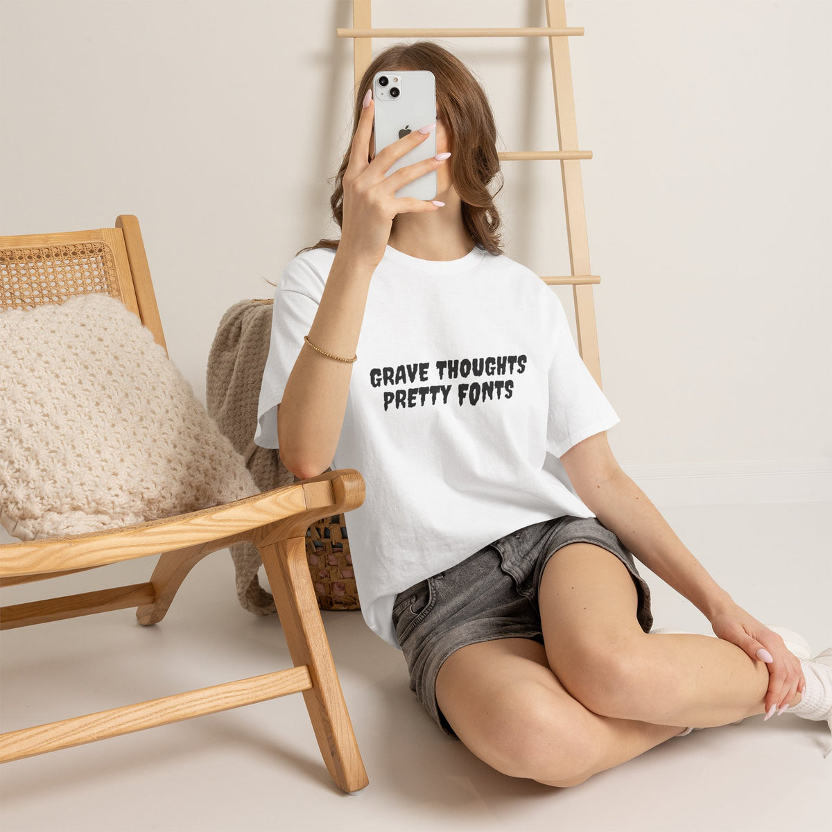 Grave Thoughts Pretty Fonts Tee | Unisex Heavy Cotton T-Shirt for Spooky Season