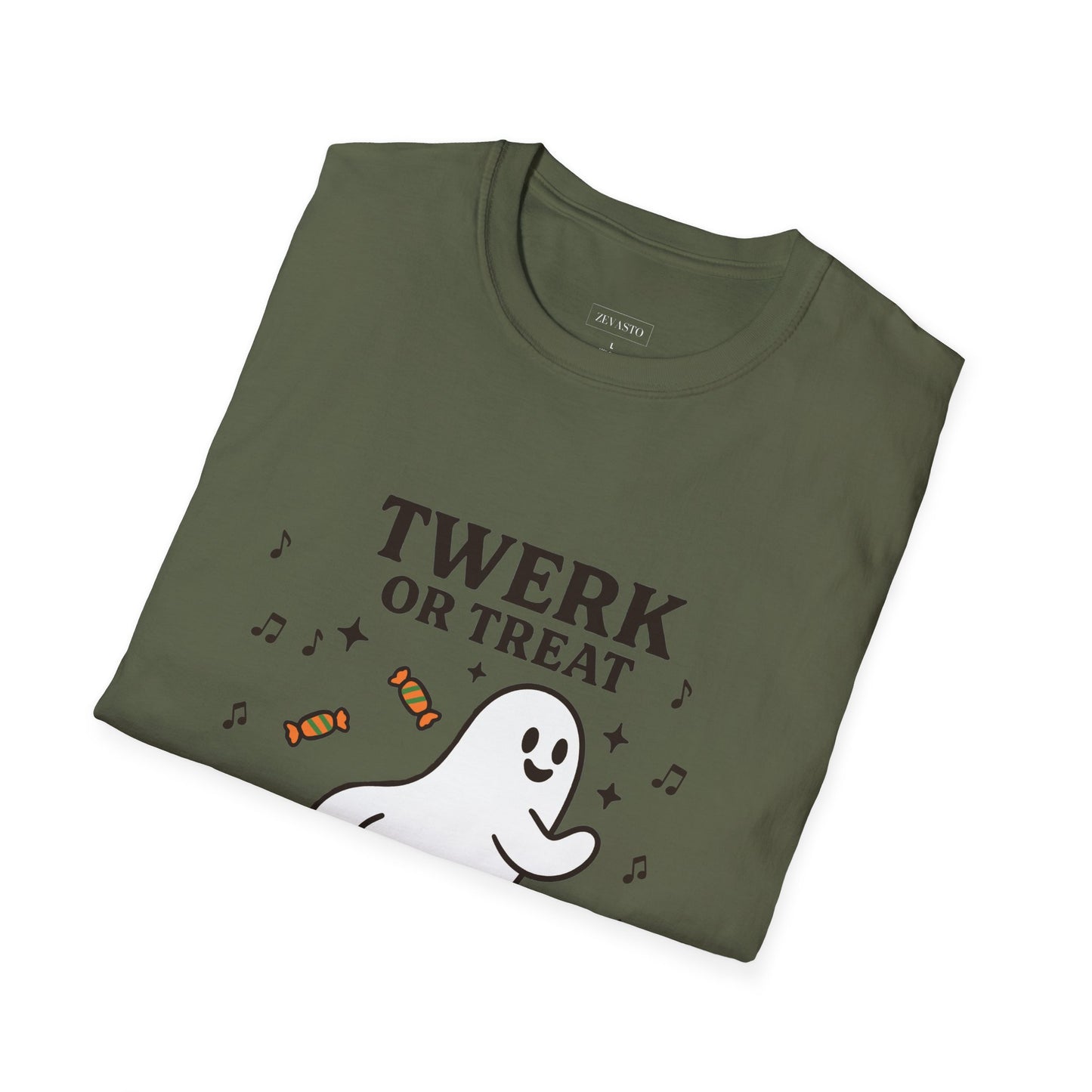 Whimsical Halloween T-Shirt for Adults, Fun Ghost Tee, Twerk or Treat Shirt, Unisex Costume Top, Spooky Celebration Apparel
