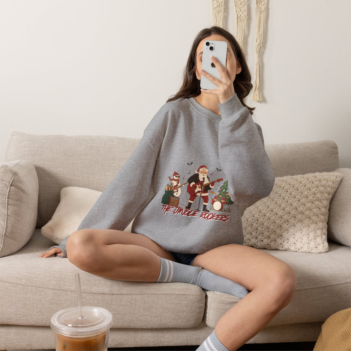 Funny Christmas Sweatshirt – "The Jingle Rockers" Holiday Band Crewneck