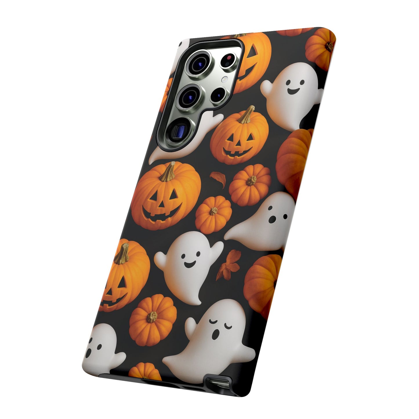 Halloween Phone Case, Spooky Ghosts and Pumpkins Design