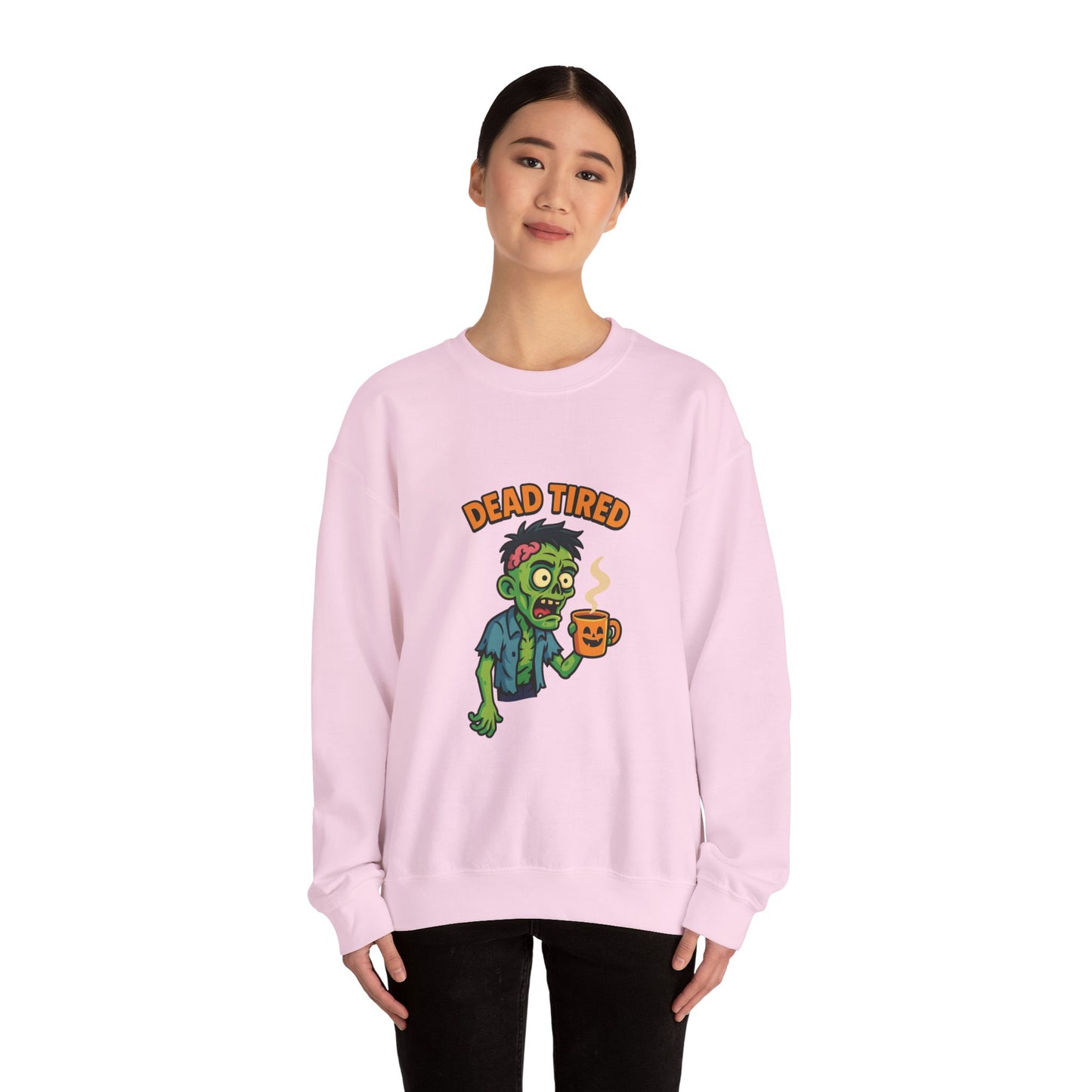 Dead Tired Zombie Sweatshirt, Funny Halloween Crewneck, Spooky Season Apparel