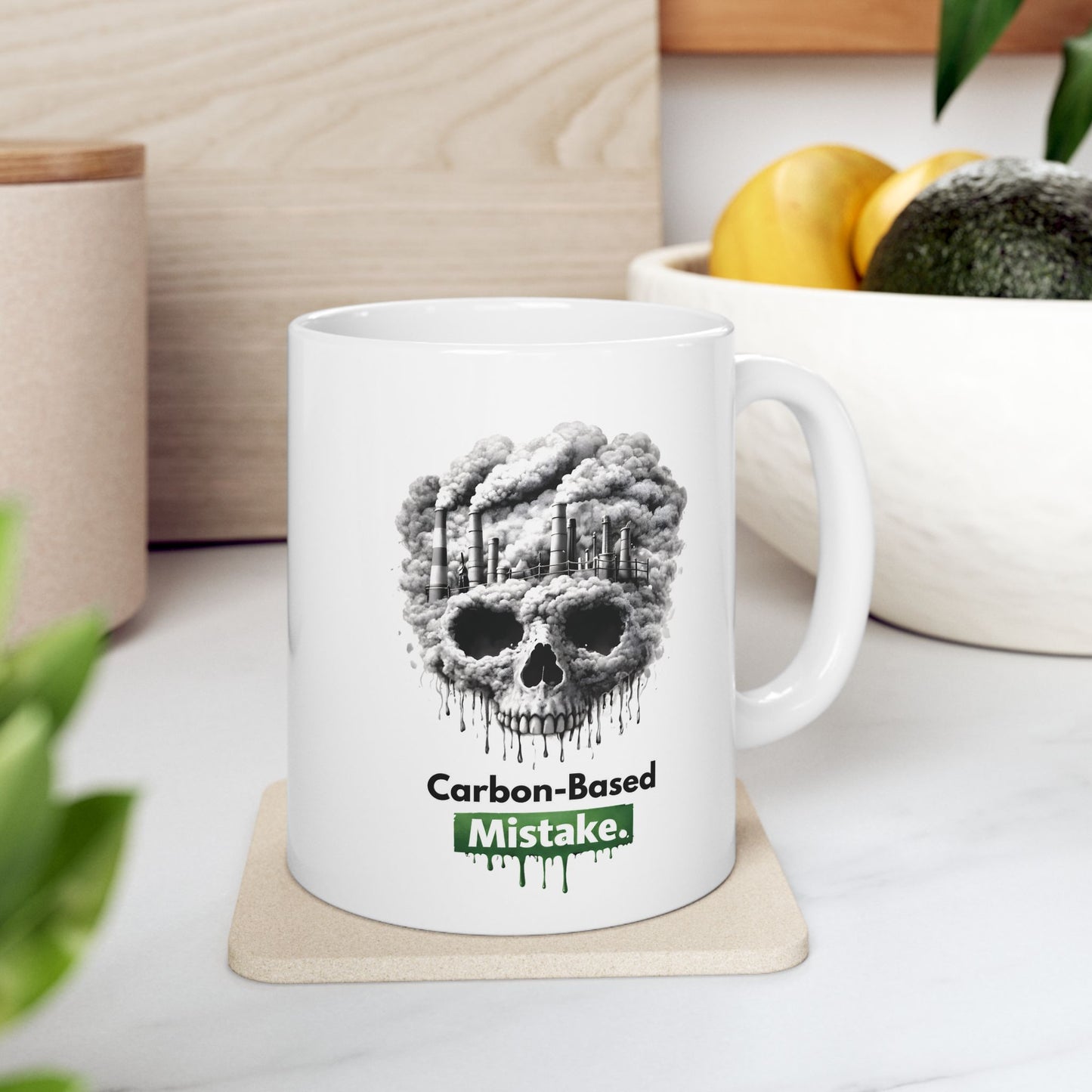 Carbon-Based Mistake Mug – Dark Humor Eco Coffee Cup | Earth Day Gift (11oz)