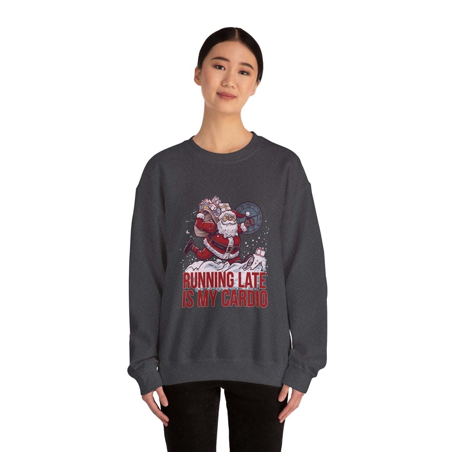 Santa Cardio Sweatshirt - Holiday Funny Gift, Christmas Apparel, Unisex Crewneck, Santa Workout