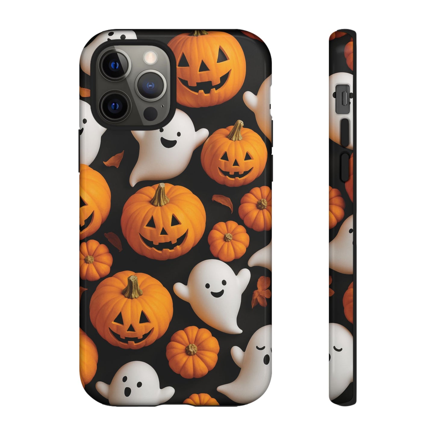 Halloween Phone Case, Spooky Ghosts and Pumpkins Design