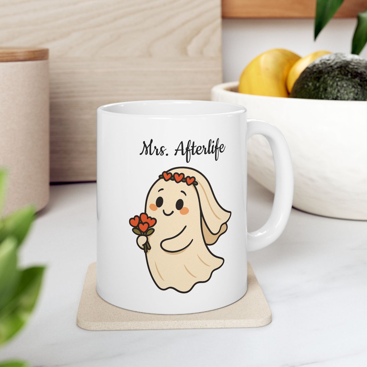 Halloween Ceramic Mug - Mrs. Afterlife, Cute Gift for Couples, Perfect for Coffee Lovers