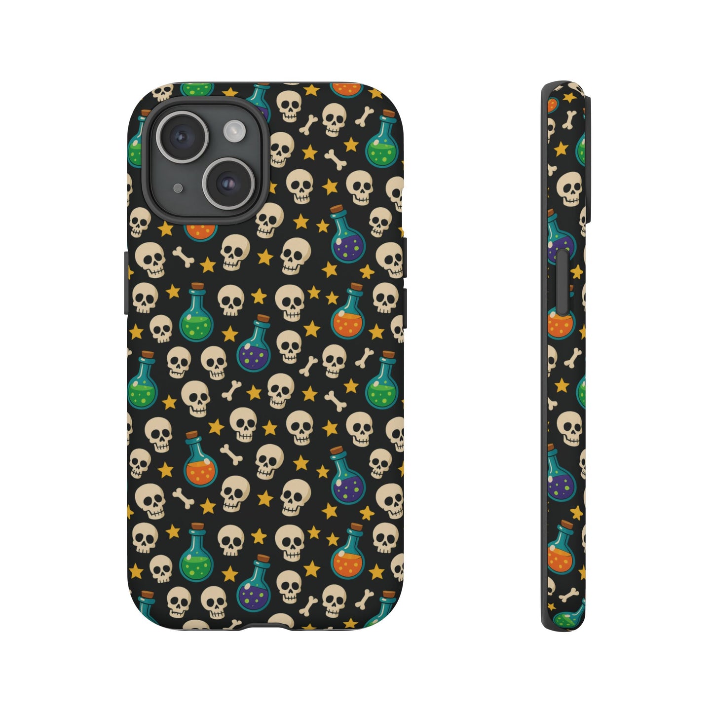 Skull & Potion Phone Case, Trendy Cell Phone Cover, Halloween Gift, Gothic Phone Accessory, Spooky Style Case, Tough Cases