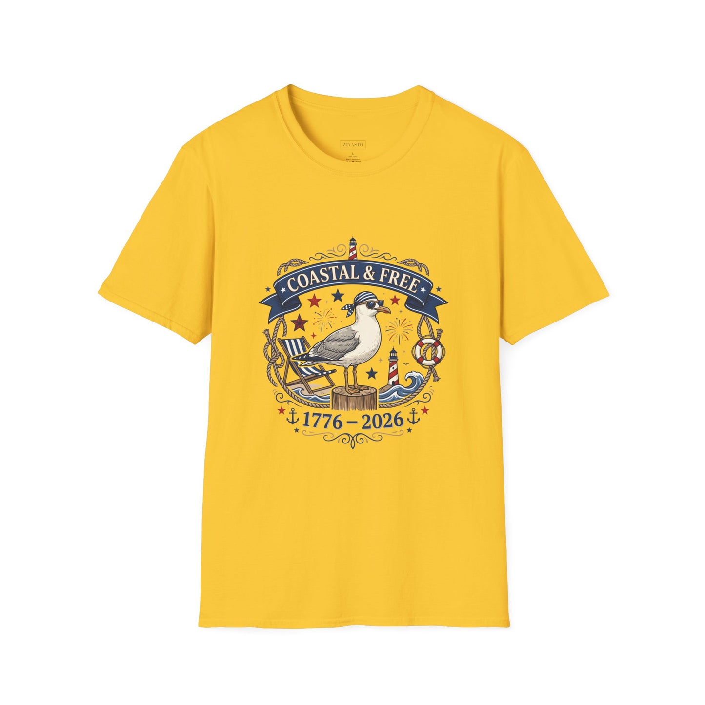Coastal & Free Seagull T-Shirt — Patriotic 4th of July Tee