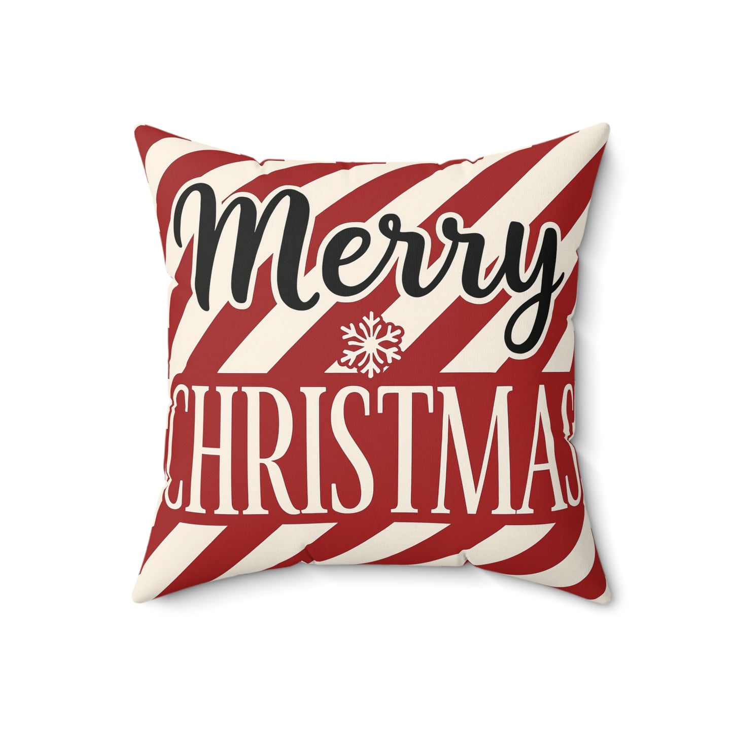 Merry Christmas Candy-Stripe Throw Pillow, Festive Christmas Decor