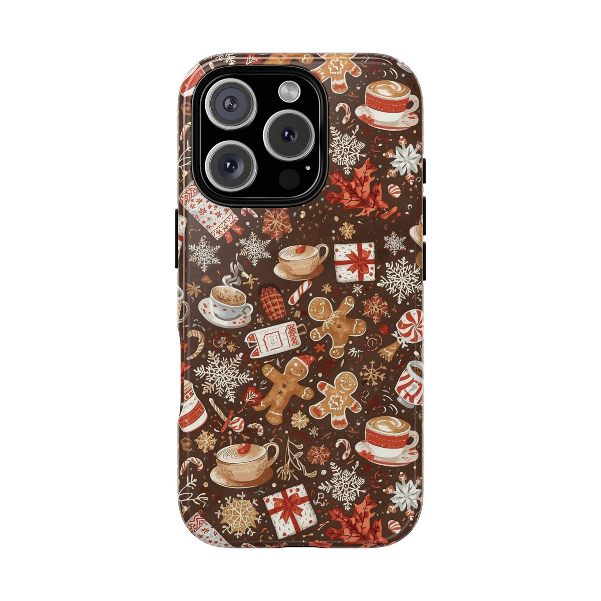 Christmas Phone Case, Festive Holiday Phone Case with Gingerbread and Cocoa Design for Iphone & Samsung