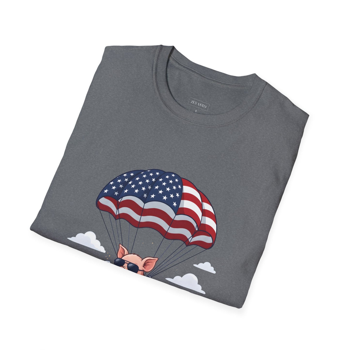 Patriotic Parachuting Piglet T-shirt - “Celebrating 250 Years”
