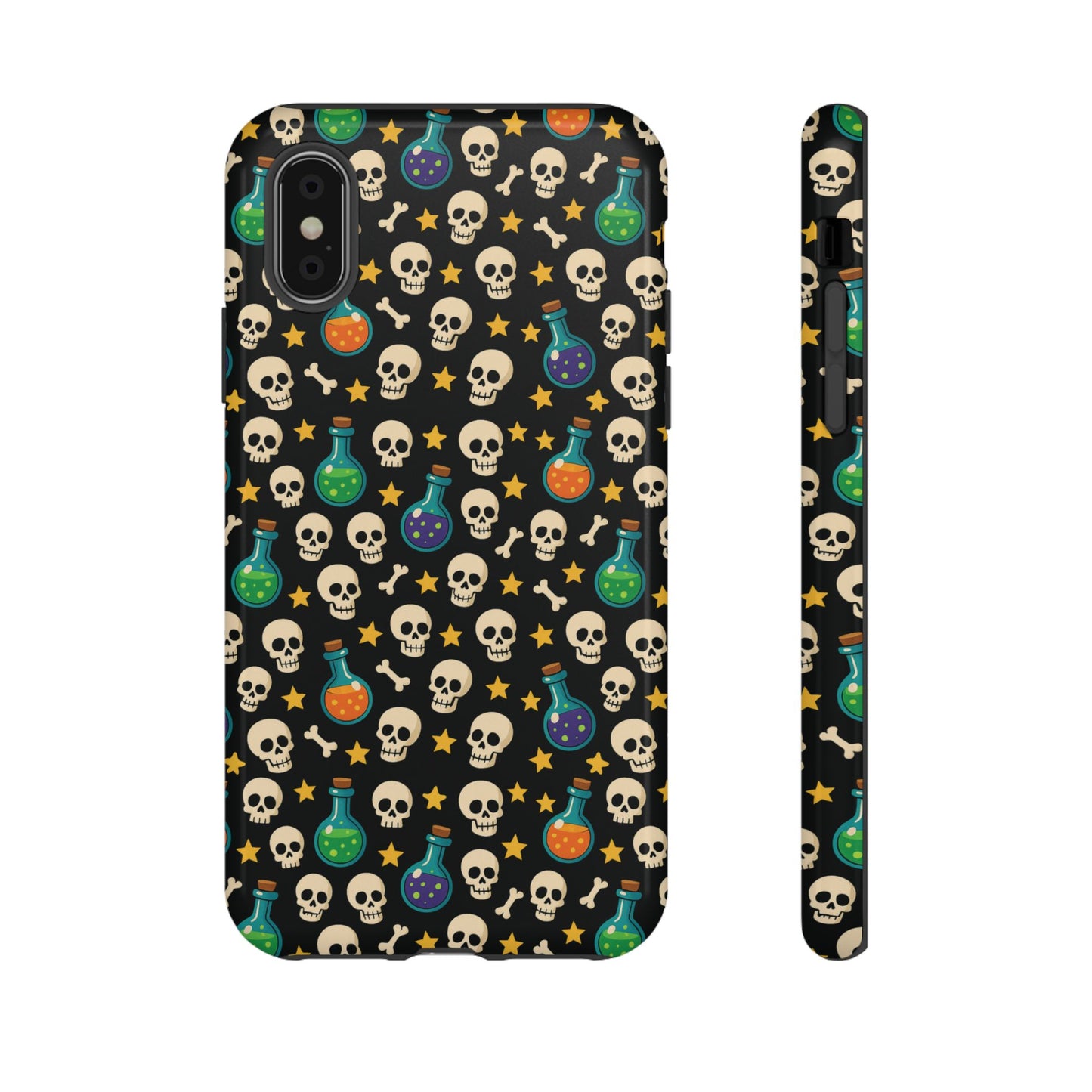 Skull & Potion Phone Case, Trendy Cell Phone Cover, Halloween Gift, Gothic Phone Accessory, Spooky Style Case, Tough Cases