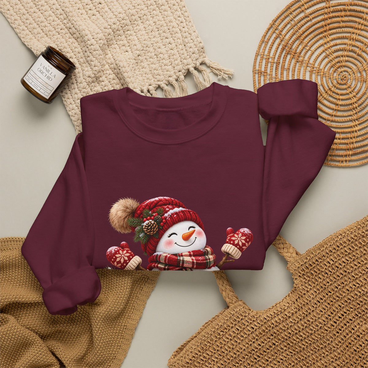 Snowman Holiday Sweatshirt - Cozy Christmas Unisex Sweatshirt