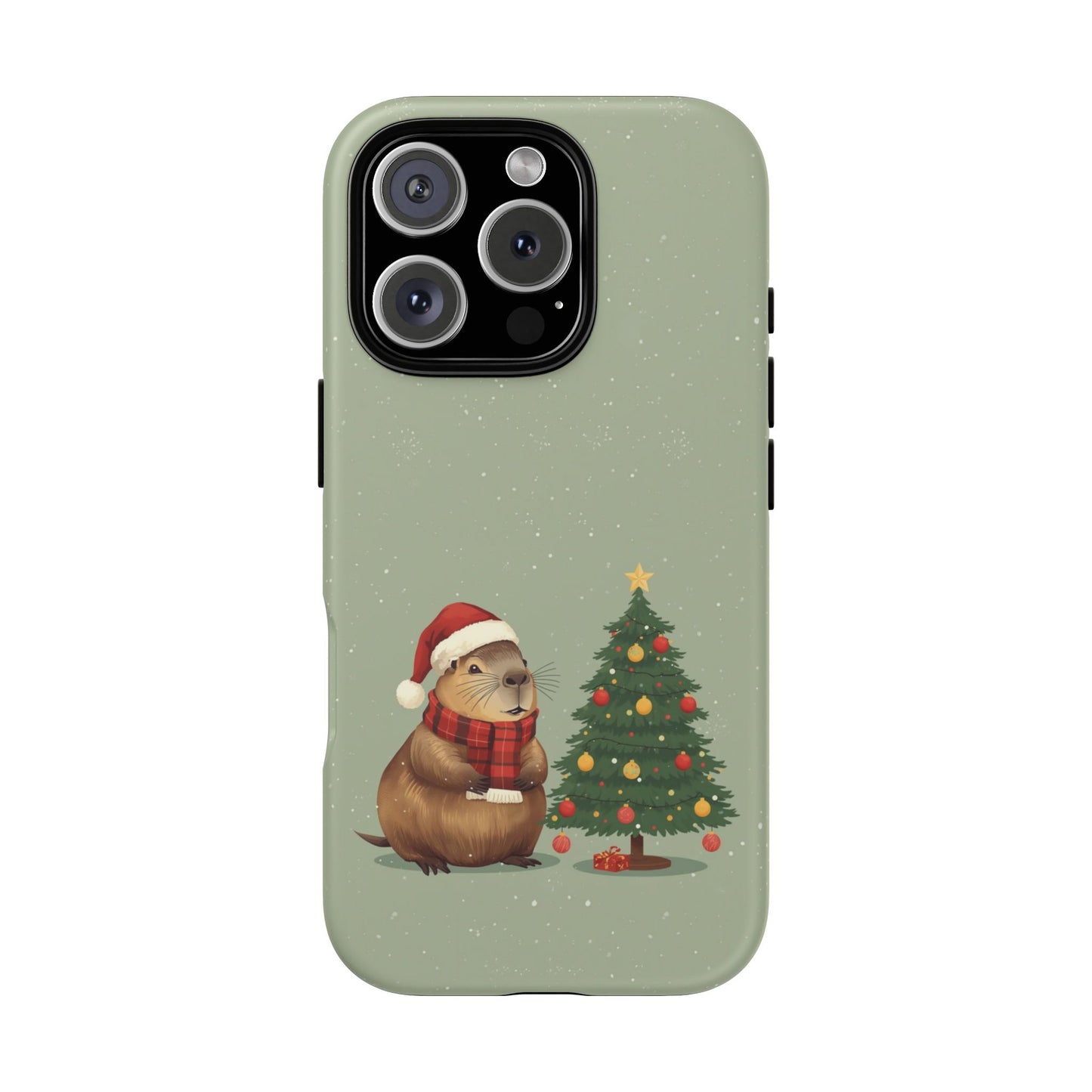 Christmas Phone Case with Capybara Design, Dual Layer Protective Case for Iphone 17, 16, 15, 14, 13 & Samsung