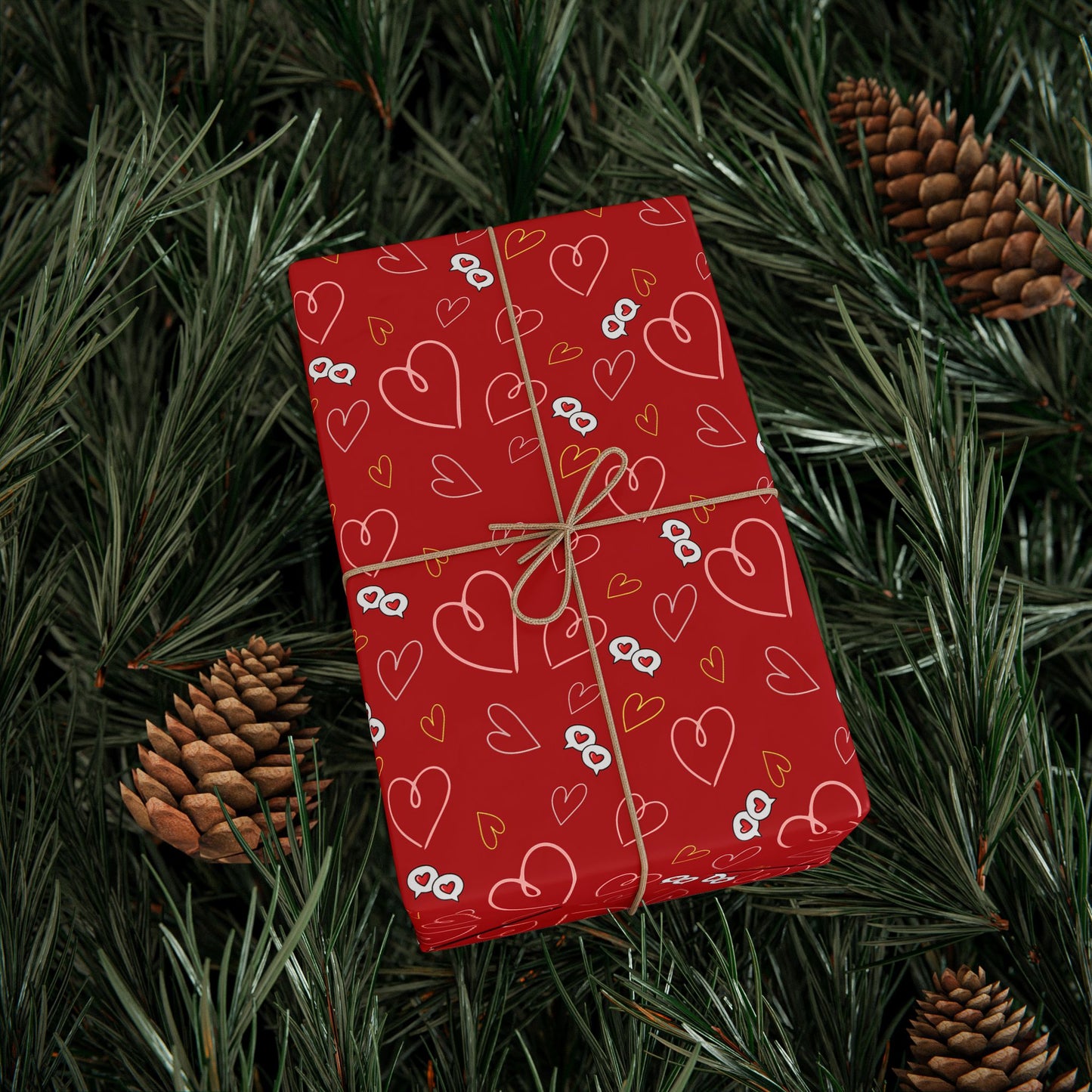 Red Heart Pattern Wrapping Paper — Romantic Gift Wrap for Valentine’s Day & Anniversaries