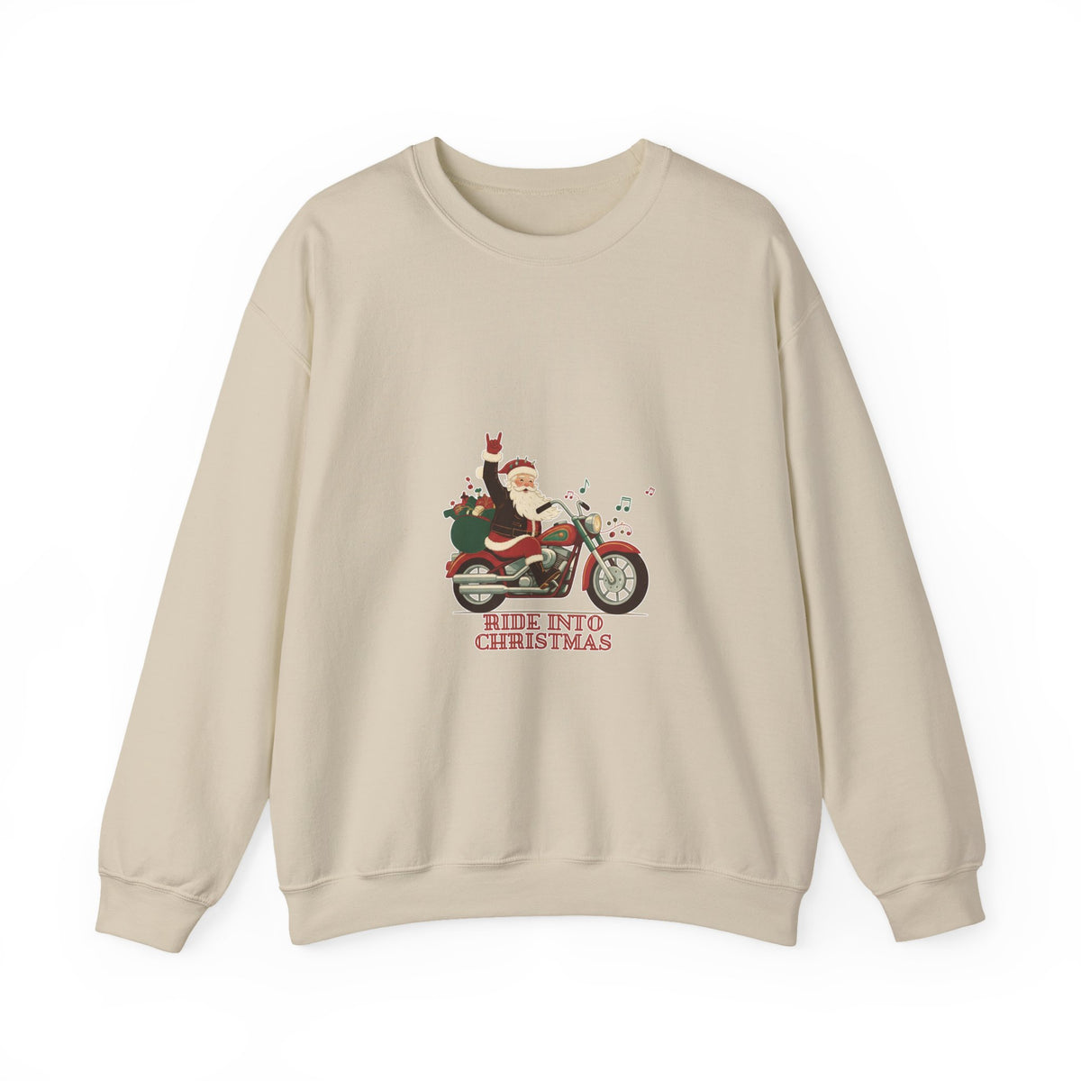Christmas Motorcycle Sweatshirt - "Ride Into Christmas" Santa Biker Holiday Crewneck