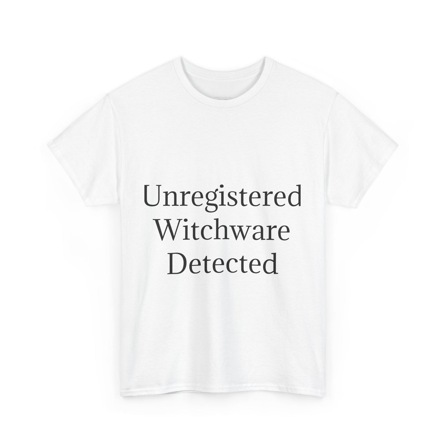 Unisex Heavy Cotton Tee - Unregistered Witchware Detected, Witchy Apparel, Halloween Tee