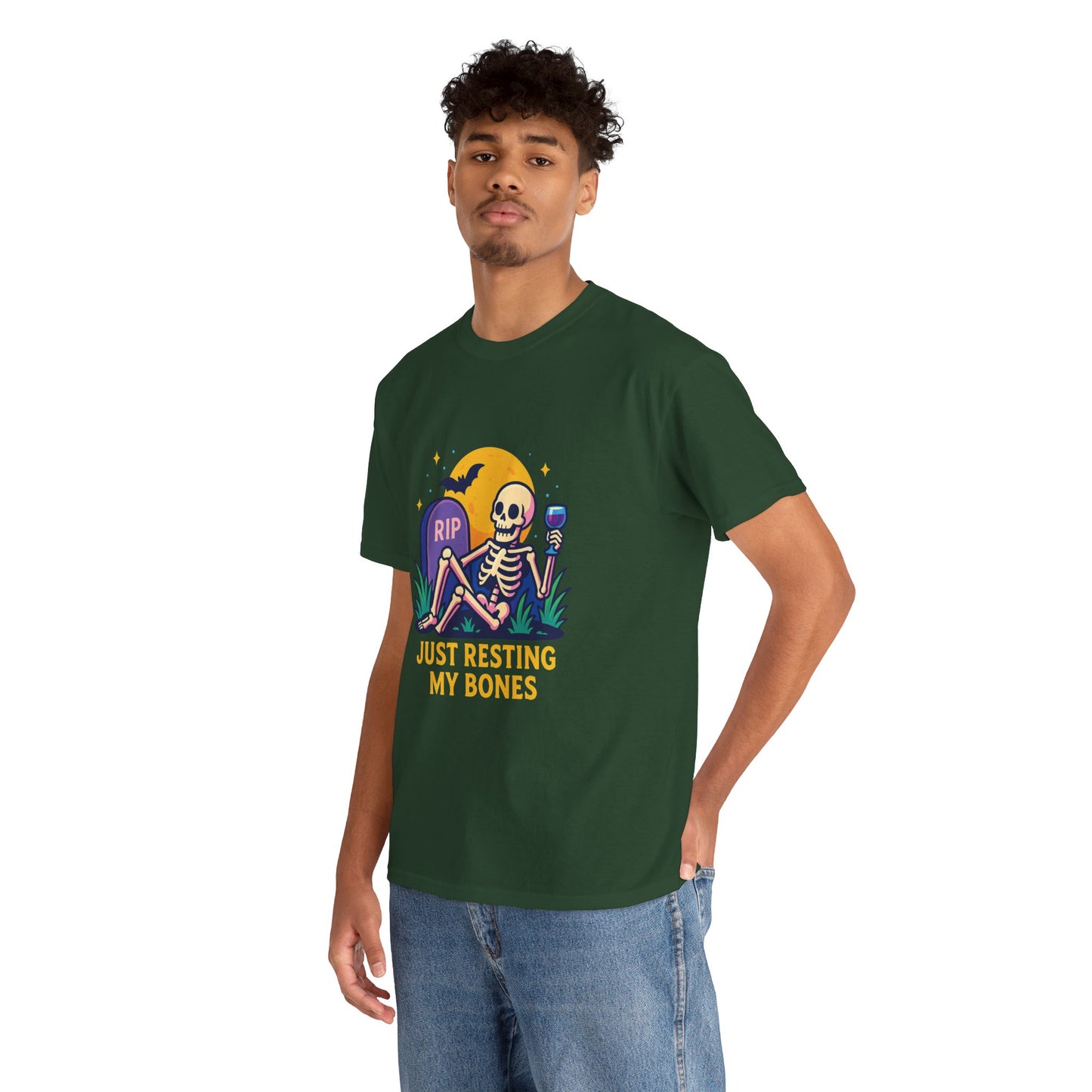 Skeleton Tee - Just Resting My Bones, Unisex Halloween Shirt