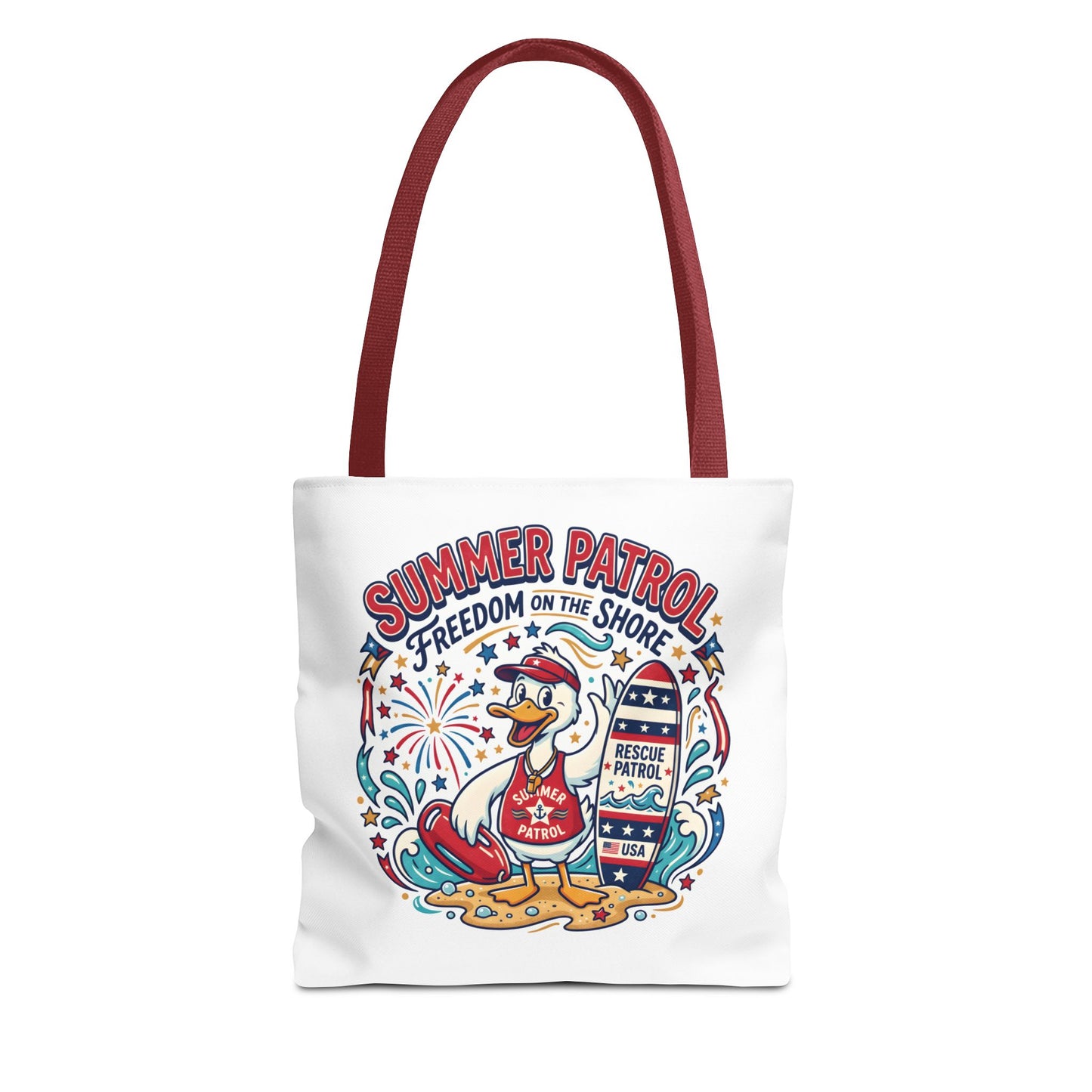 Summer Patrol Beach Tote Bag – 'Freedom on the Shore' Patriotic Design, 4th of July Gift