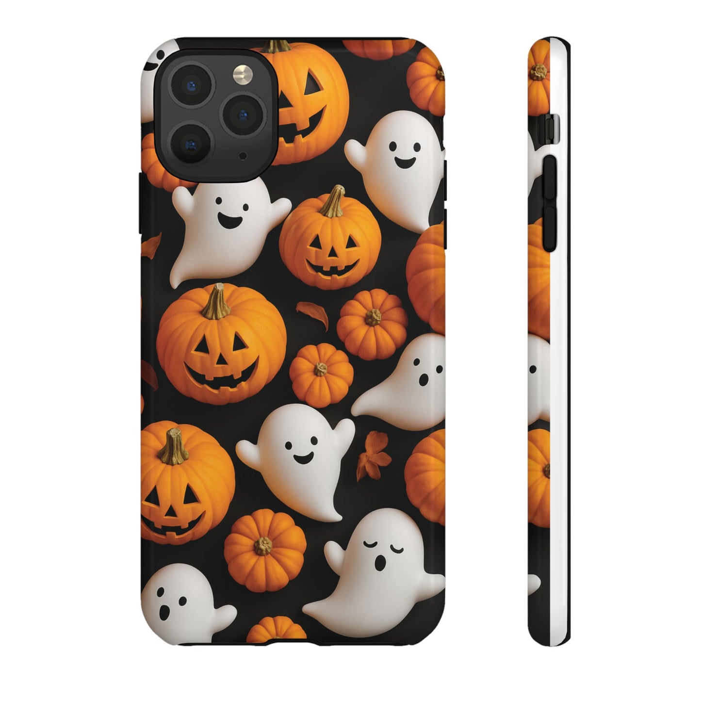 Halloween Phone Case, Spooky Ghosts and Pumpkins Design