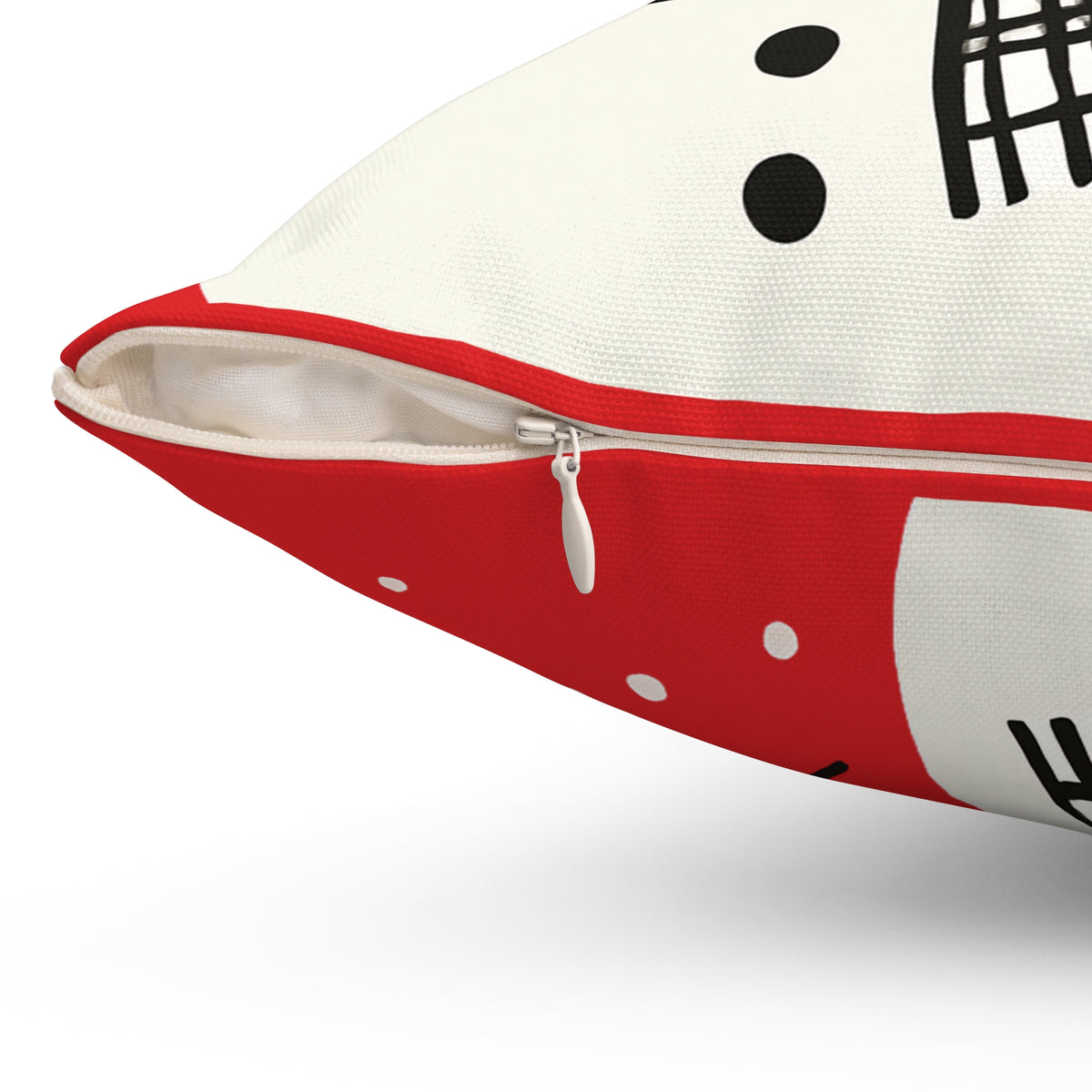 Let It Snow, Snowman Decorative Pillow - Holiday Christmas Throw Cushion