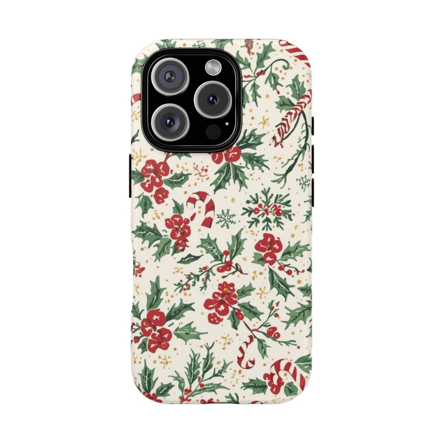 Christmas Themed Phone Case, Festive Floral Dual Layer Phone Case for Iphone 17, 16, 15, 14, 13, 12, 11 & Samsung