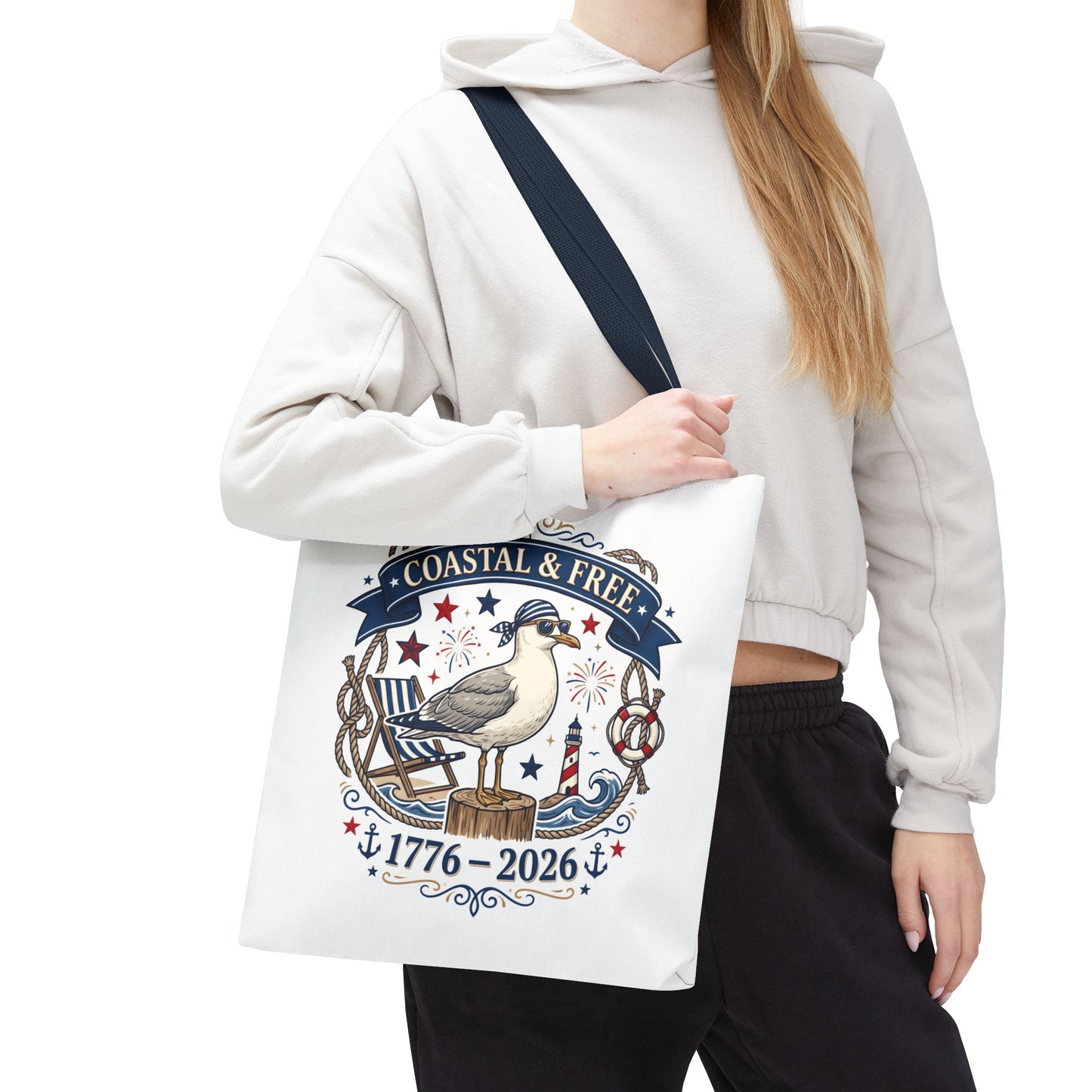 Coastal & Free Seagull Tote Bag — Patriotic 4th of July Beach Tote