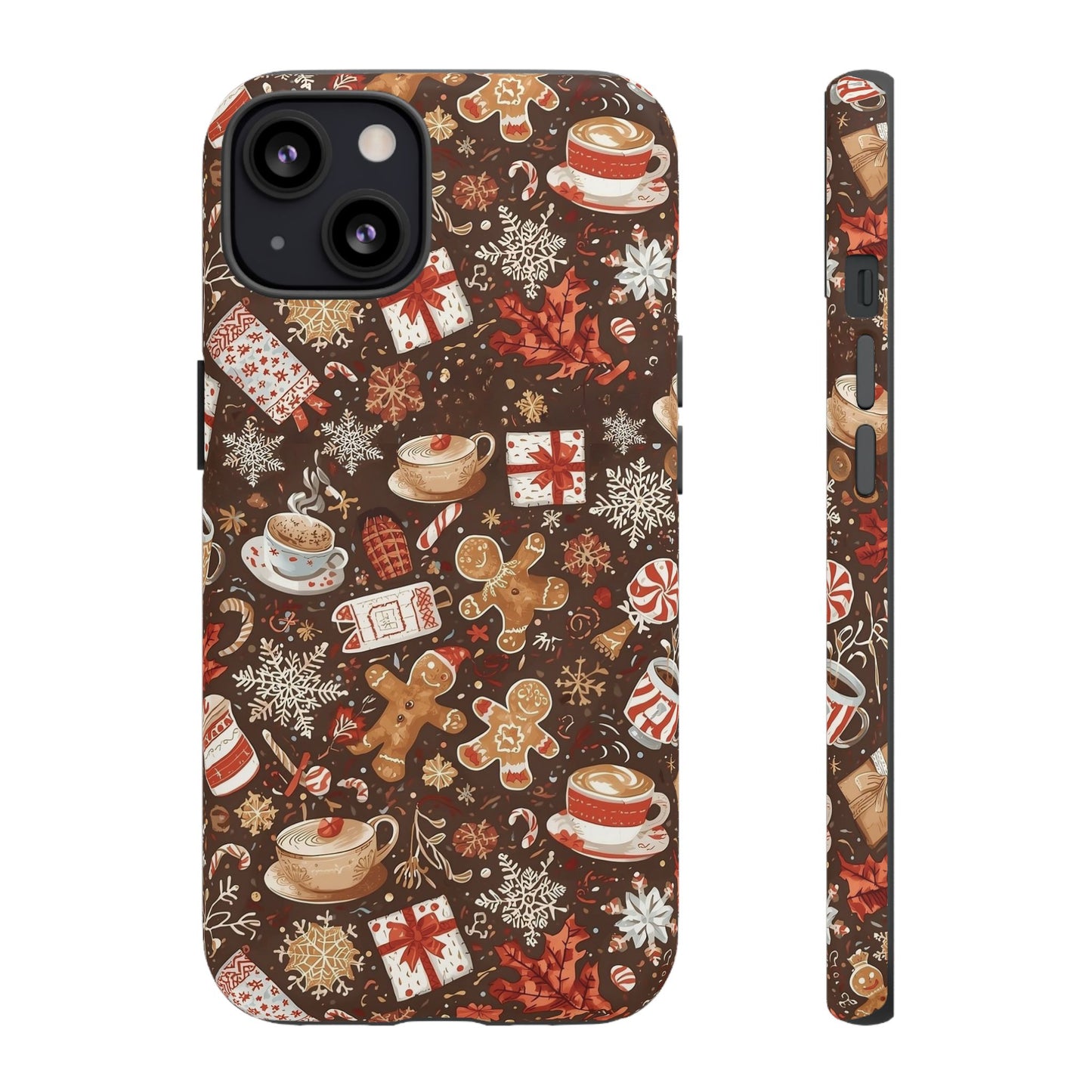 Christmas Phone Case, Festive Holiday Phone Case with Gingerbread and Cocoa Design for Iphone 17, 16, 15, 14, 13, 12, 11 & Samsung