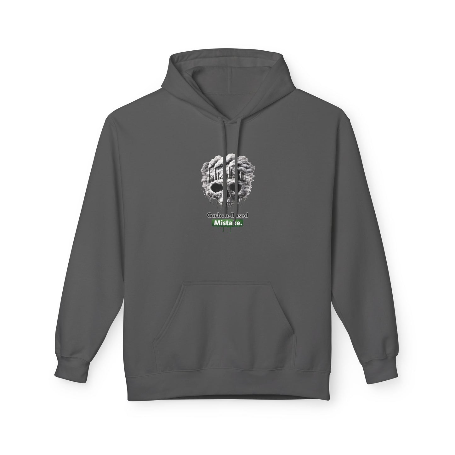 Unisex Hoodie — “Carbon-Based Mistake” Graphic Pullover, Gift for Earth Day, Sarcastic Hoodie