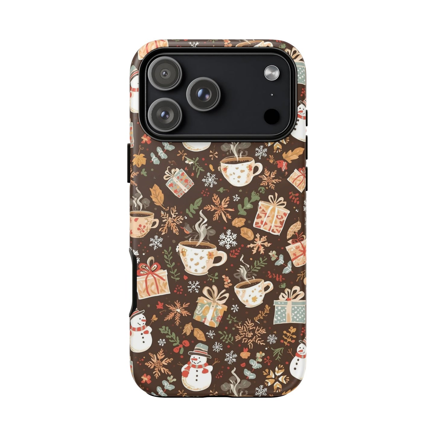 Christmas Phone Case, Winter Holiday Phone Case with Snowmen and Gifts Design for Iphone 17, 16, 15, 14, 13, 12, 11 & Samsung