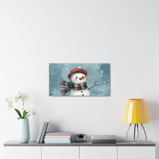 Winter Snowman Canvas Wall Art - Christmas Decoration