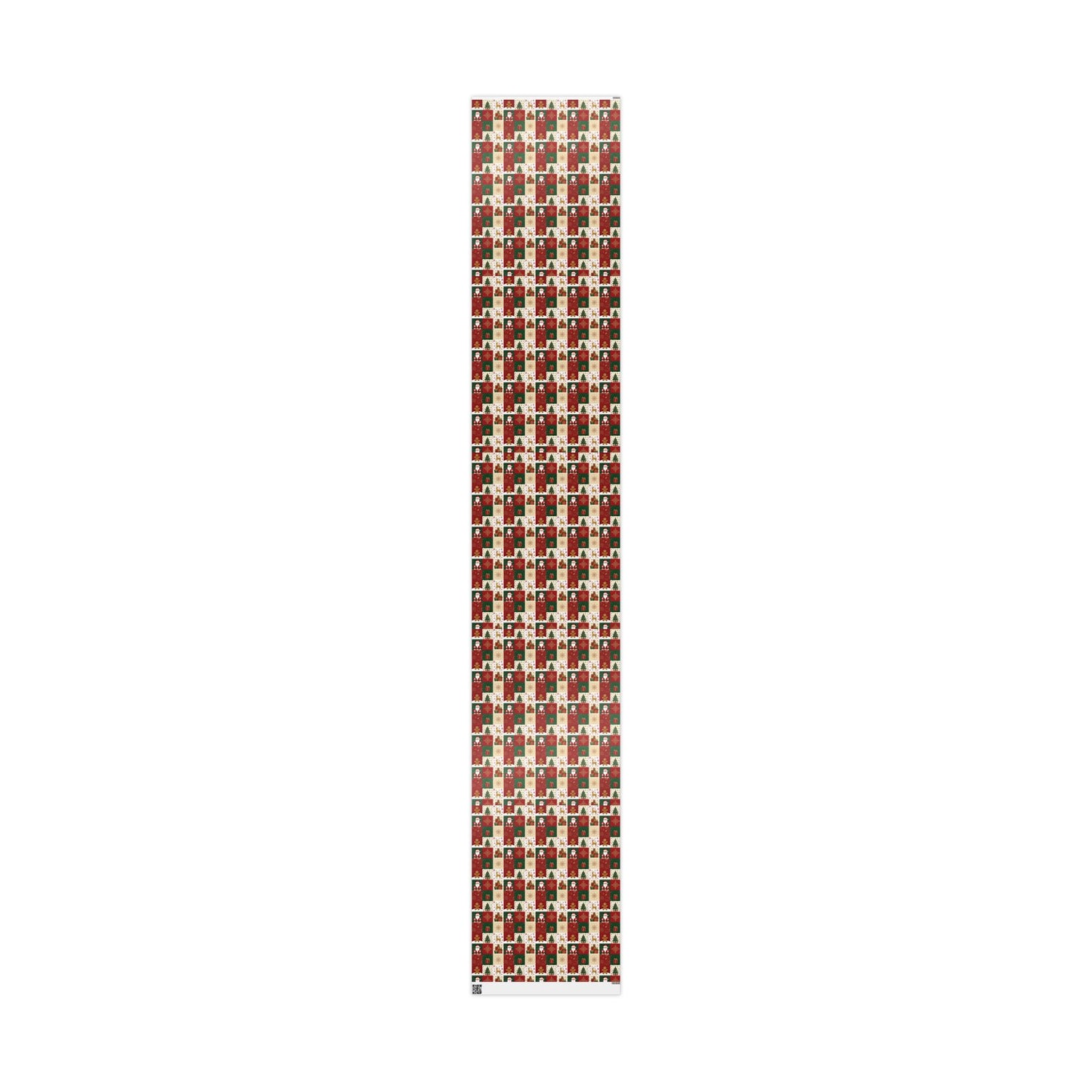 Christmas Patchwork Wrapping Paper Roll — Gingerbread, Trees & Red Green Christmas Pattern
