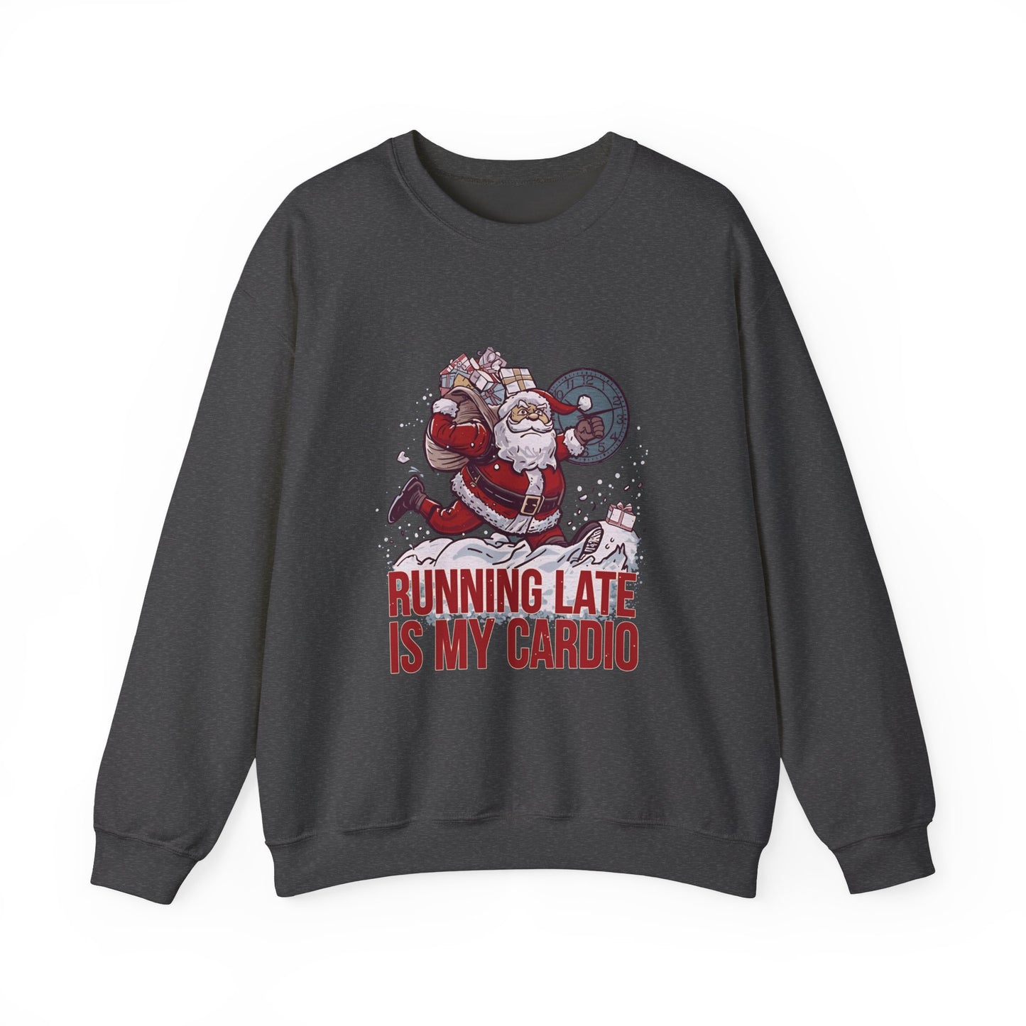Santa Cardio Sweatshirt - Holiday Funny Gift, Christmas Apparel, Unisex Crewneck, Santa Workout