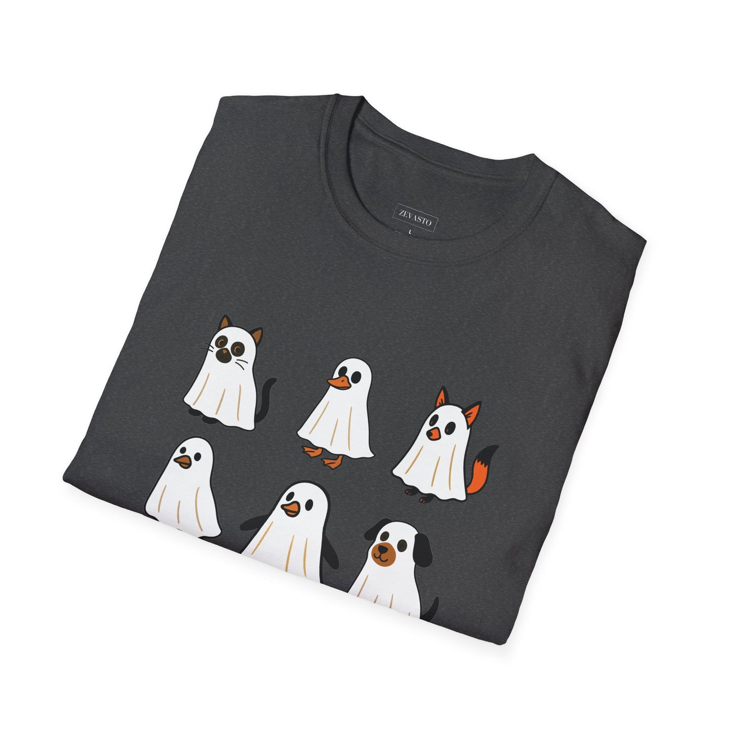 Cute Ghost Cartoon Unisex T-Shirt, Halloween Tee, Pet Lover Gift, Whimsical Shirt, Fun Casual Wear