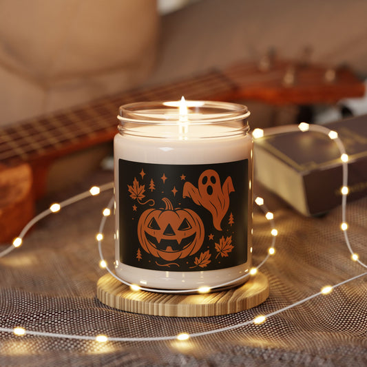 Halloween Pumpkin Ghost Scented Soy Candle, Fall Home Decor, Spooky Candle