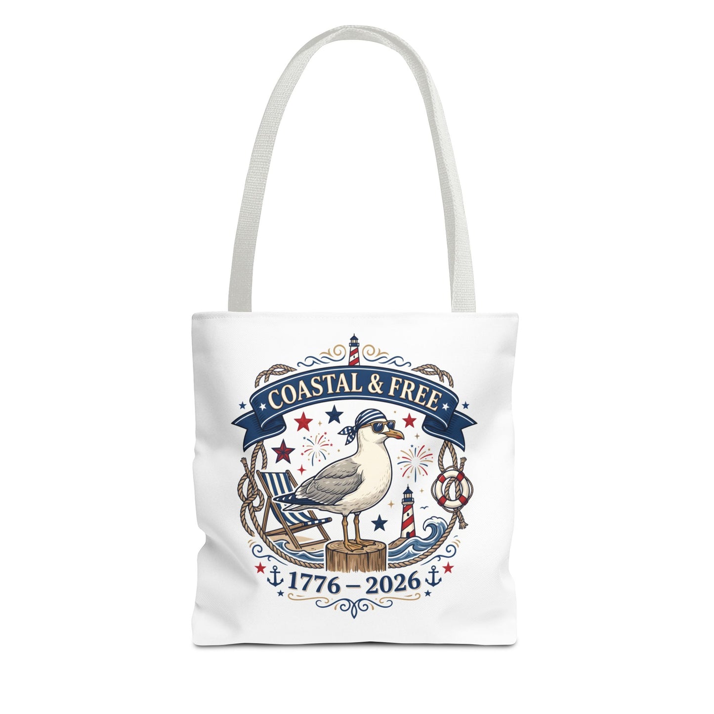 Coastal & Free Seagull Tote Bag — Patriotic 4th of July Beach Tote