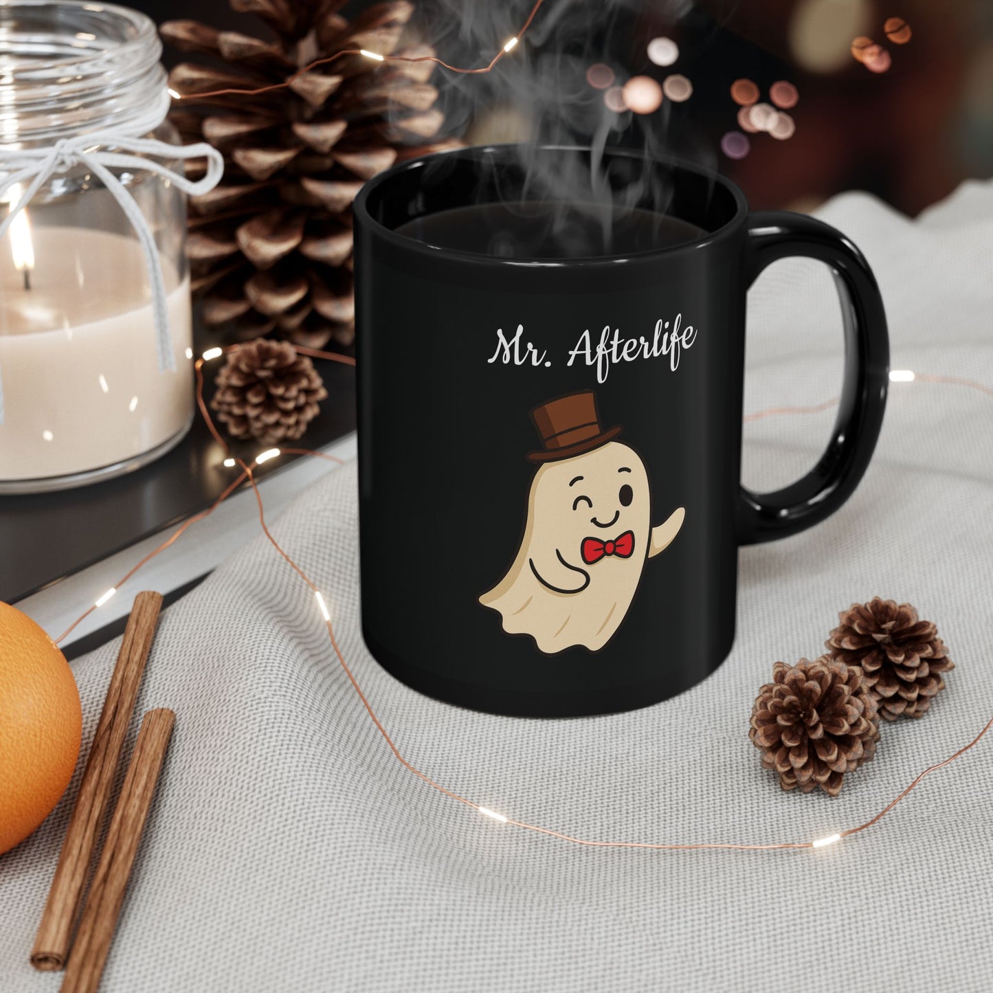 Cute Ghost Coffee Mug - Mr. Afterlife, Halloween Gift, Funny Mug, Spooky Decor, Unique Present, Cute Ghost Design