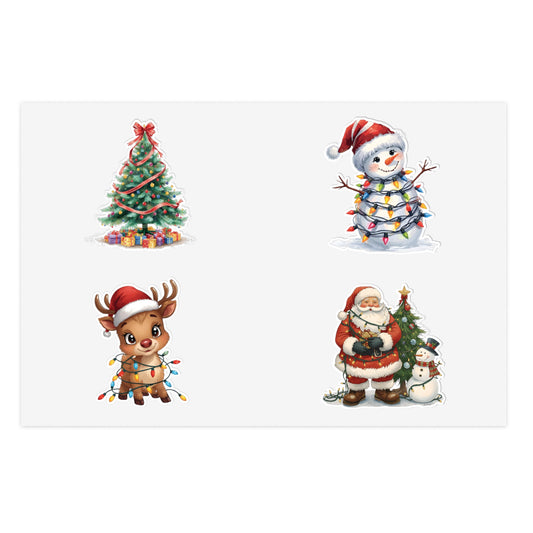 Christmas Sticker Sheet — Santa, Reindeer, Snowman & Tree Holiday Stickers