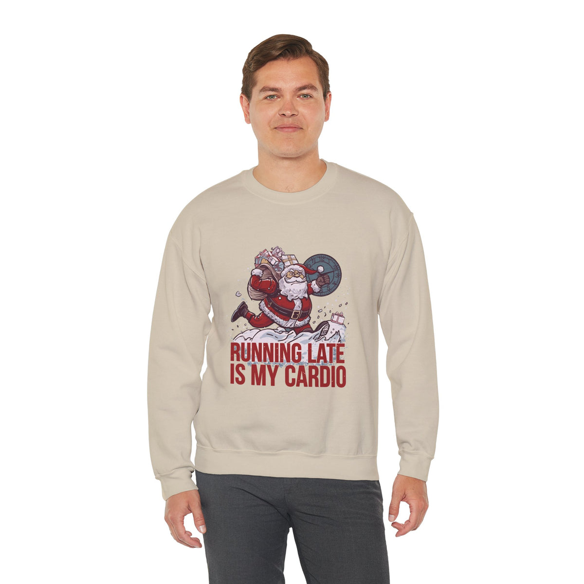 Santa Cardio Sweatshirt - Holiday Funny Gift, Christmas Apparel, Unisex Crewneck, Santa Workout