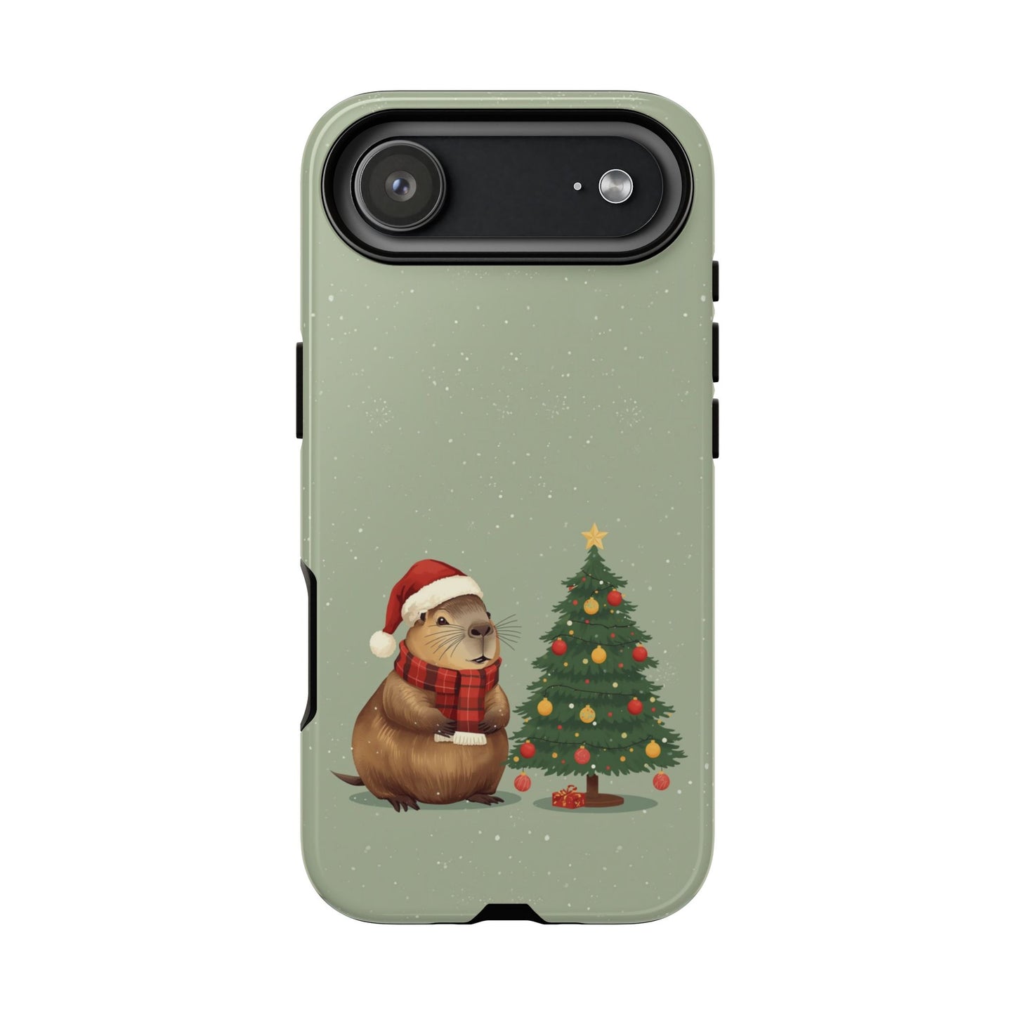 Christmas Phone Case with Capybara Design, Dual Layer Protective Case for Iphone 17, 16, 15, 14, 13 & Samsung