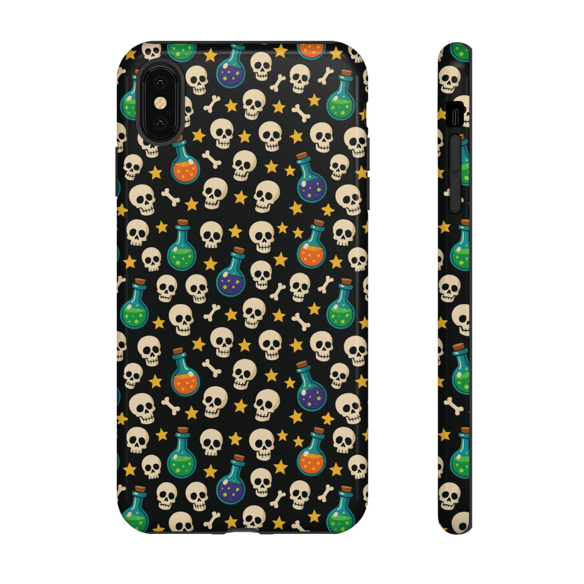 Skull & Potion Phone Case, Trendy Cell Phone Cover, Halloween Gift, Gothic Phone Accessory, Spooky Style Case, Tough Cases