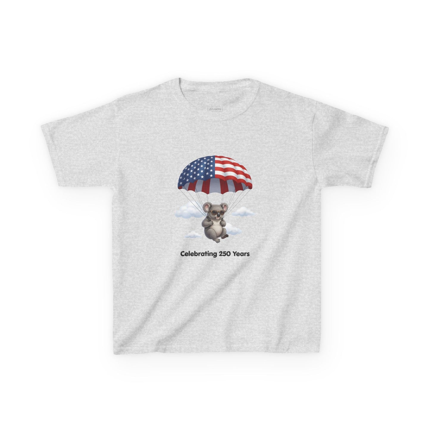 Kids Tee — Patriotic Koala Design, "Celebrating 250 Years"