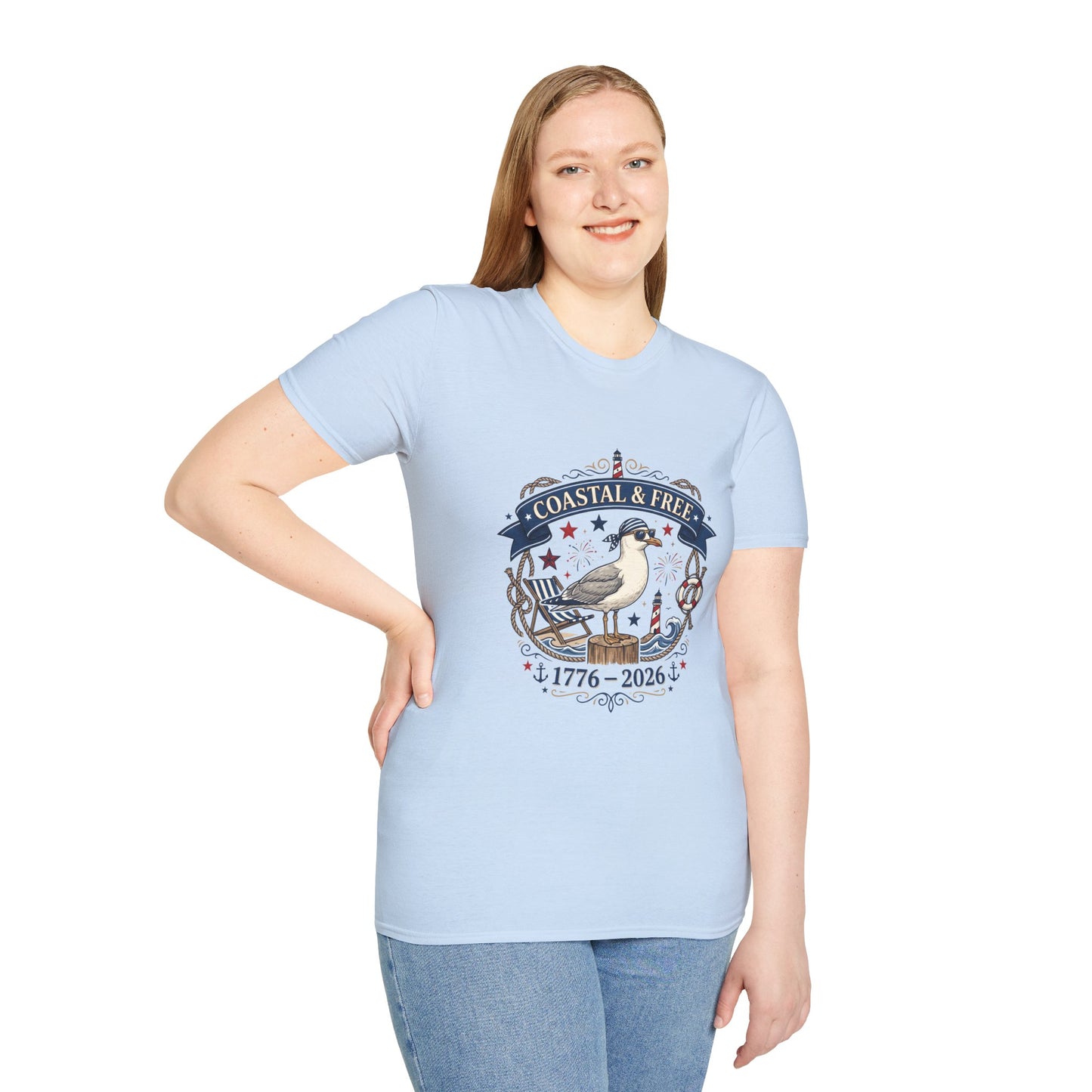 Coastal & Free Seagull T-Shirt — Patriotic 4th of July Tee