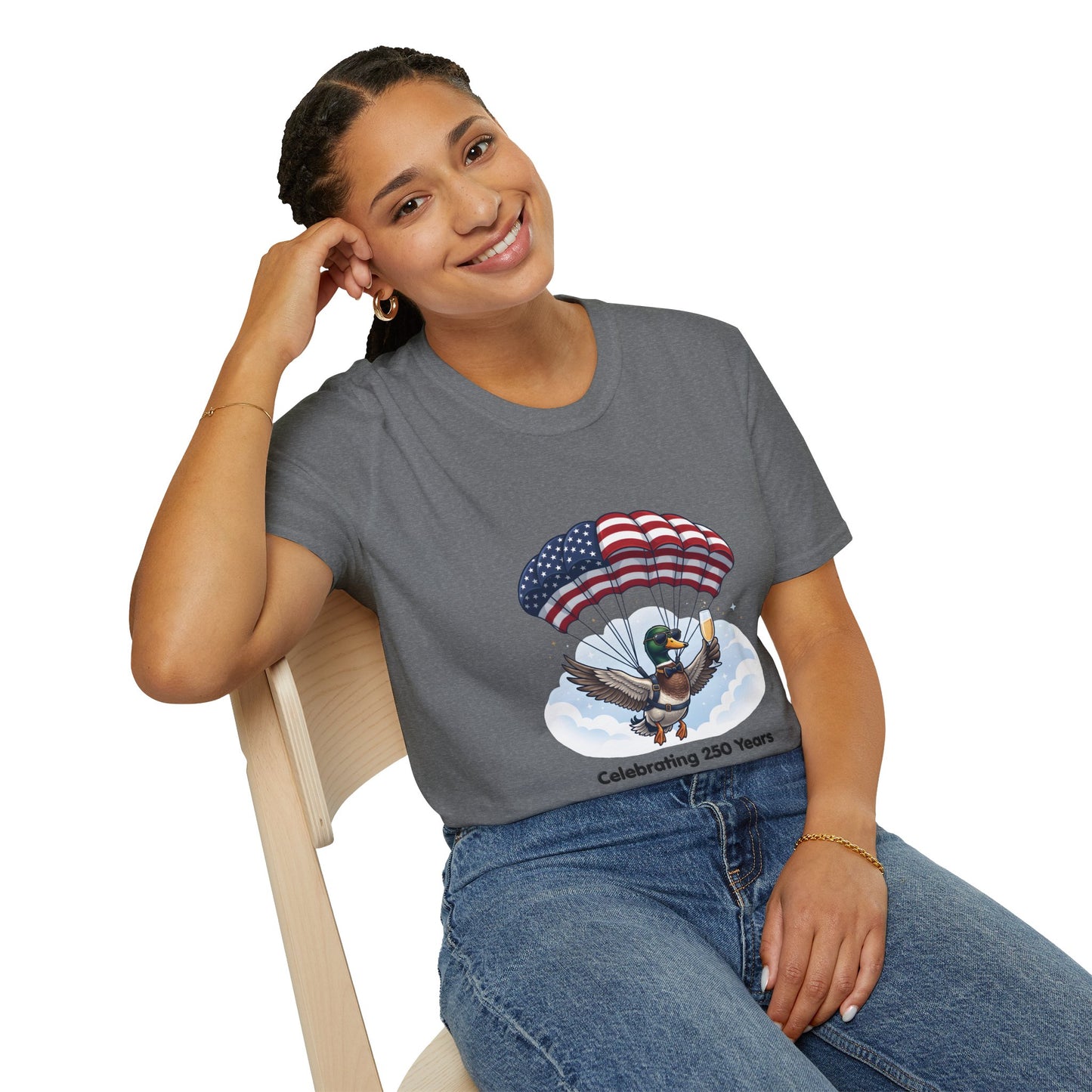 Duck Parachute T-Shirt – Celebrating 250 Years Patriotic Graphic Tee