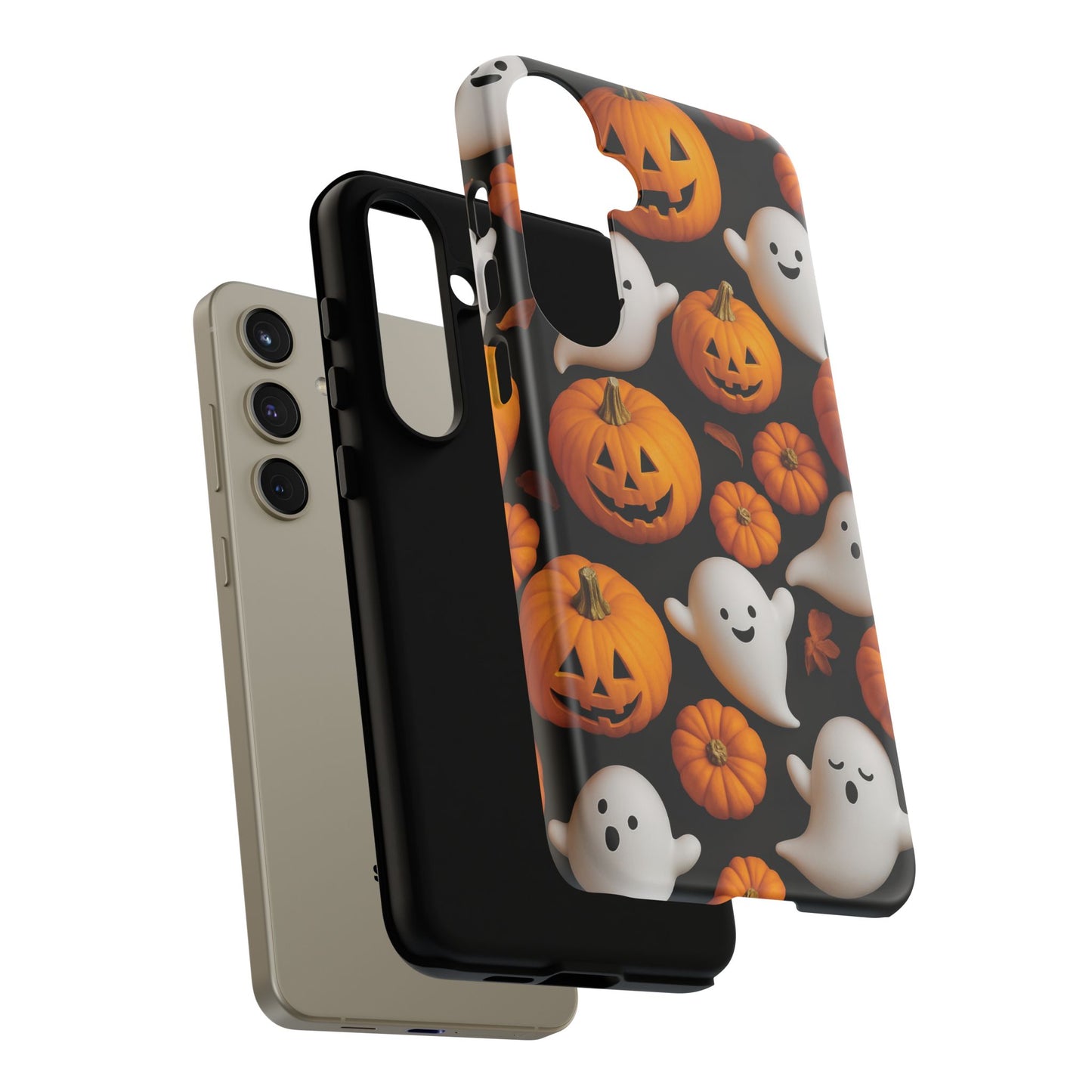 Halloween Phone Case, Spooky Ghosts and Pumpkins Design