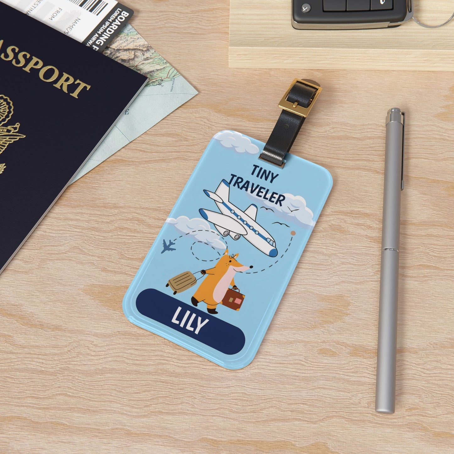 Personalized "Tiny Traveler" Kids Luggage Tag — Custome Name Travel Tag