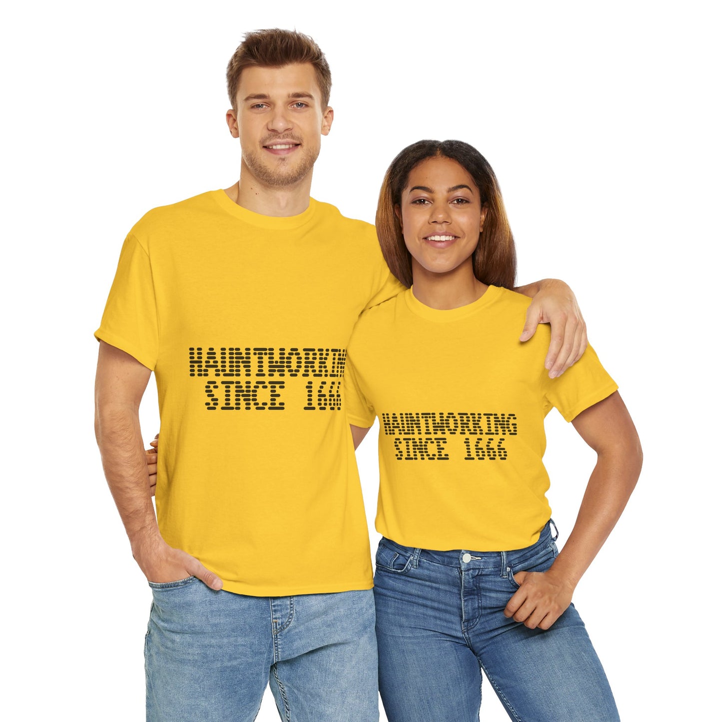 Hauntworking Since 1666-Cotton Tee, Halloween-Themed Tshirt