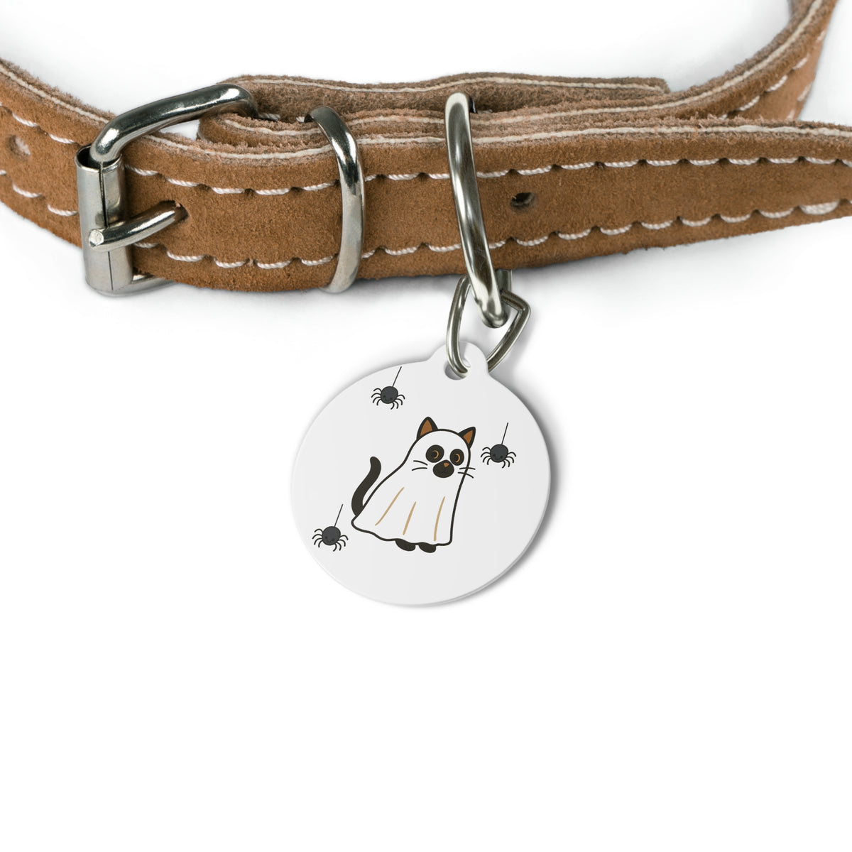 Personalized Spooky Cat Pet Tag - Halloween Kitty ID Tag, Cute Pet Accessory