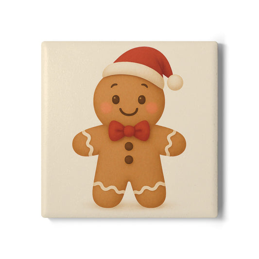 Gingerbread Santa Ceramic Coaster – Cute Holiday Coffee Table Decor